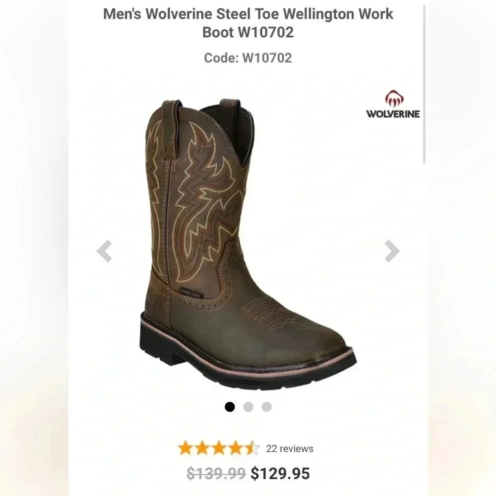 Sale NWT WOLVERINE WELLINGTON BROWN WORK  BOOTS - STEEL TOE - SIZE USA MEN 12M